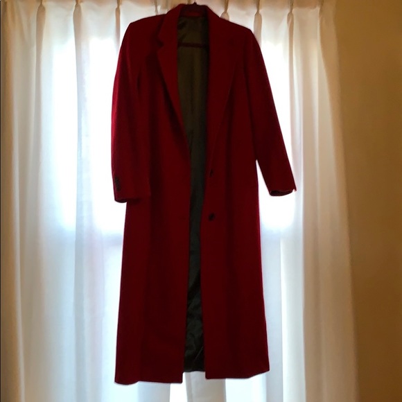 Vintage Woman 100% Pure Wool Long Red Coat - Picture 3 of 6